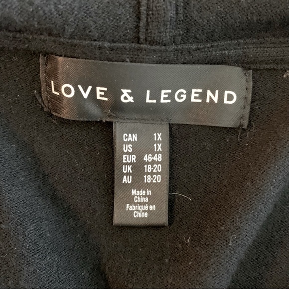 Love & Legend Black Light sweater jacket: 1X - Picture 4 of 4